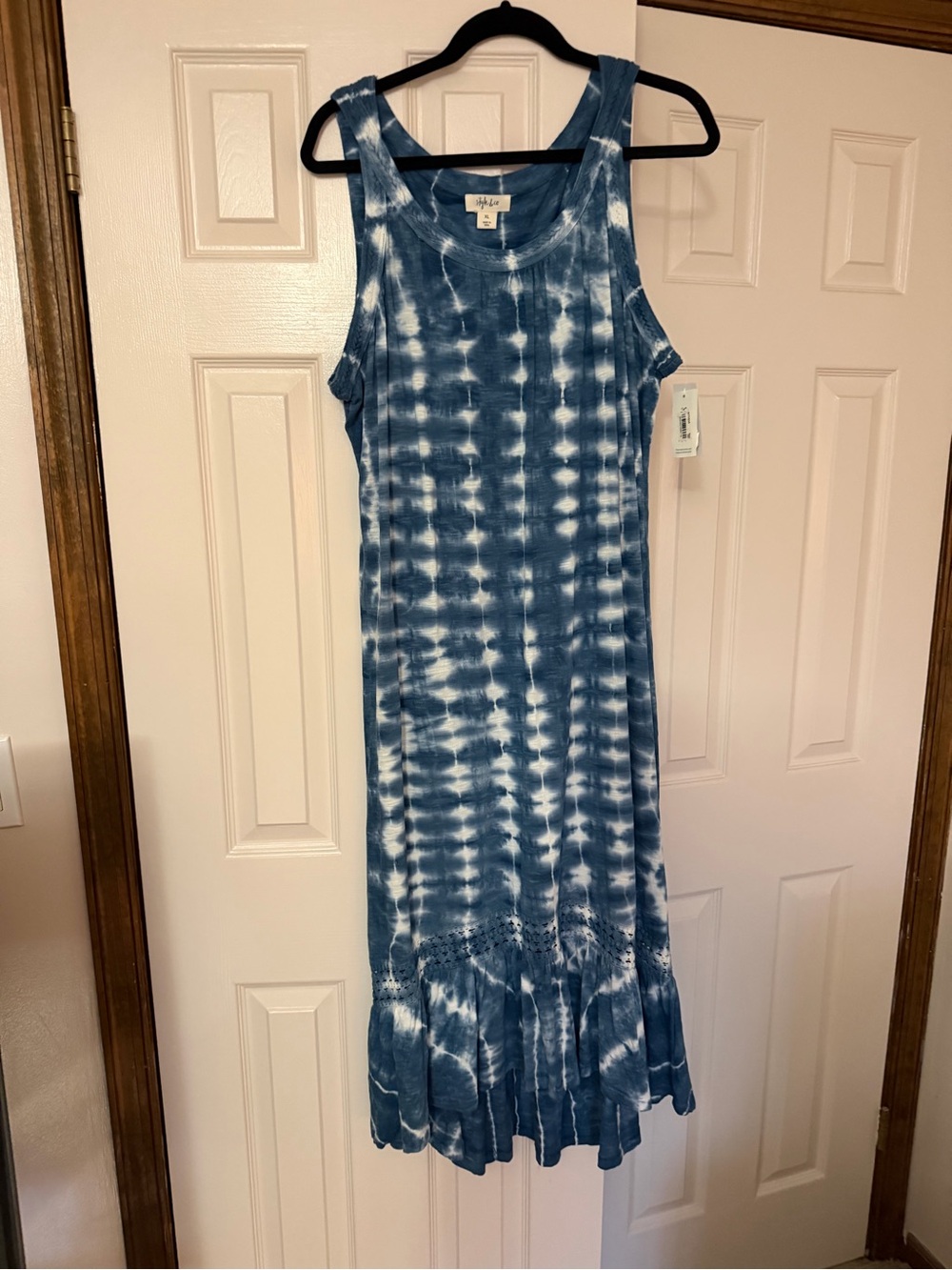Blue Tie-Dye Sleeveless Midi Dress-NWT Size XL